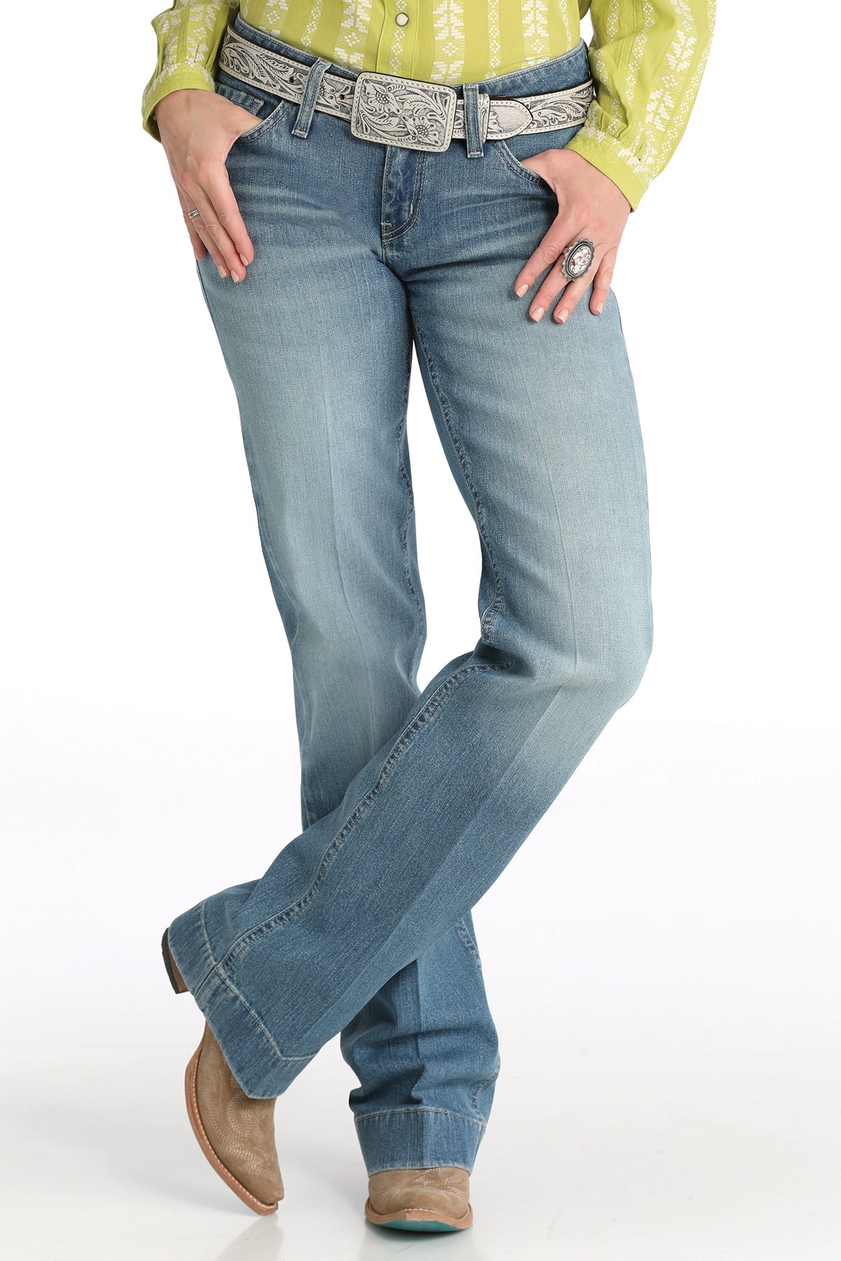 Women's Jayley Trouser- Medium Stonewash