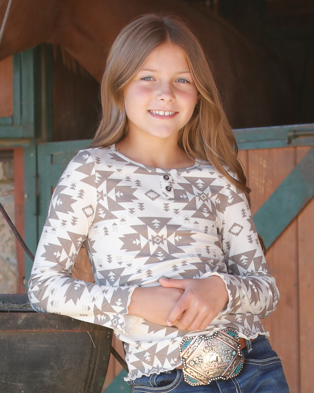 Girl's Rib Knit Henley Shirt